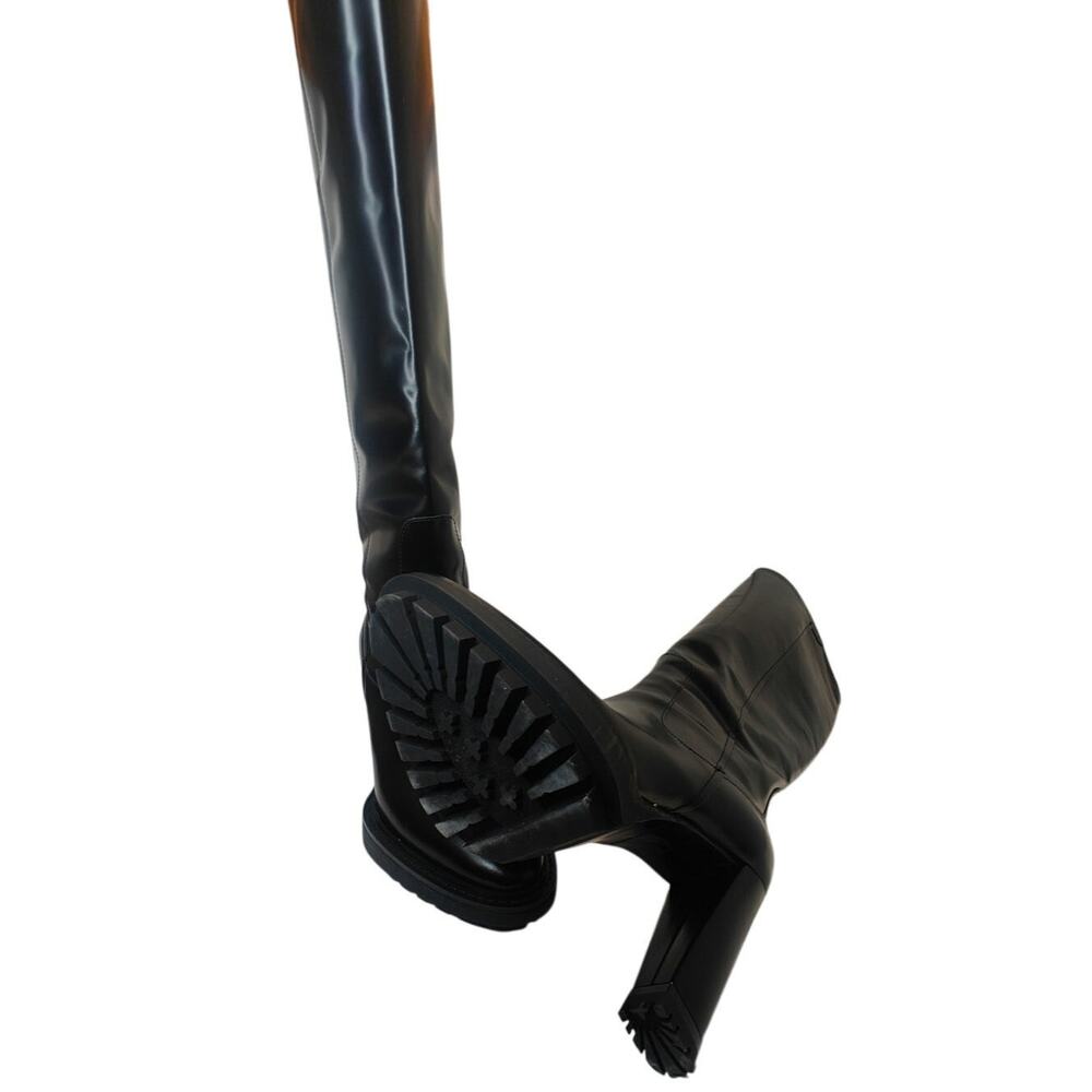 Black All Saints Knee high Platform pointed toe boots sz 38 - Picture 6 of 11